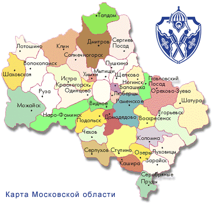 Карта Московской области охрана объектов силами ЧОП в Подмосковье